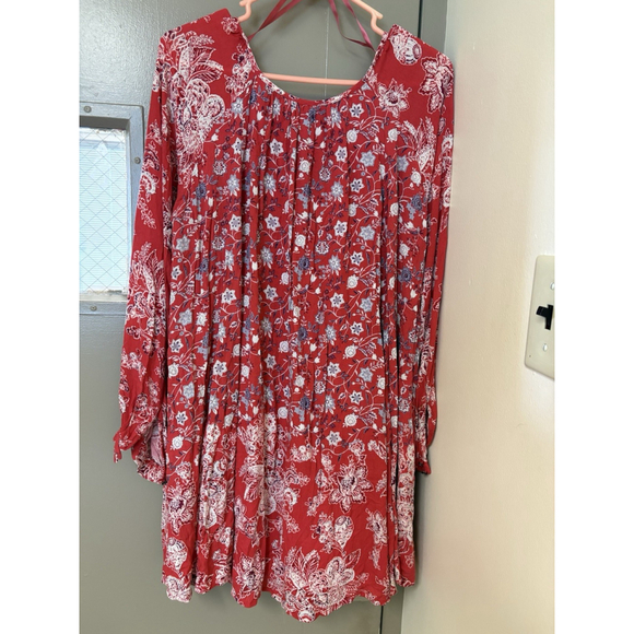 Free People Red Floral Mini Dress - Picture 3 of 10
